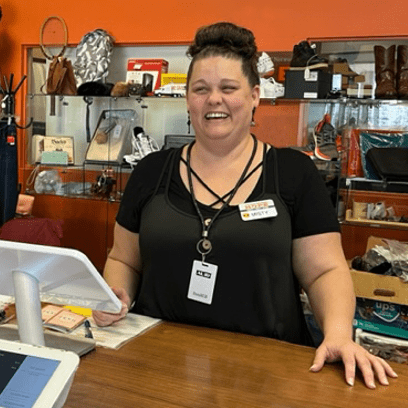 MIsty Wooten works at the Hope Family Thrift Store